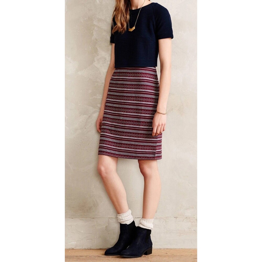 Anthropologie Greylin Knit Sheath Double Time Dress Size Medium Blue/Red